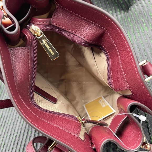 Michael Kors Hamilton Small Satchel Shoulder Crossbody Bag Dark Cherry NWT - Picture 14 of 15